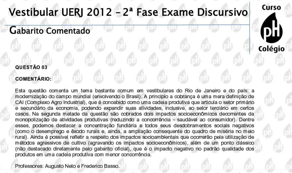 Uerj 2012 – Geografia (questão 3)