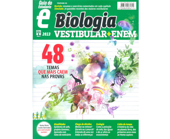 GUIA DO ESTUDANTE (VESTIBULAR + ENEM) BIOLOGIA 2013 - Para ampliar sua linha de guias paradidáticos, o Guia do Estudante lança o GE Biologia. Citologia, Genética, Evolução, Ecologia, Fisiologia Animal e Vegetal.Todos os grandes temas da matéria que caem no Enem e no vestibular estão nesta edição. Seguindo a tradição de nossos guias, o GE Biologia apresenta os conteúdos ensinados nas salas de aula com uma linguagem muito simples e acessível, permitindo ao leitor estudar sozinho.