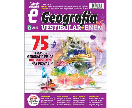 GUIA DO ESTUDANTE (VESTIBULAR + ENEM) GEOGRAFIA 2013 - A apostila deste ano chega às bancas ainda melhor, com dezenas de informações sobre a geografia física do Brasil e do mundo. Clima, vegetação, relevos, bacias hidrográficas, demografia. Os assuntos que mais caem no vestibular e no Enem são apresentados de forma organizada e clara, com dezenas de mapas e infográficos que facilitam o aprendizado do estudante.