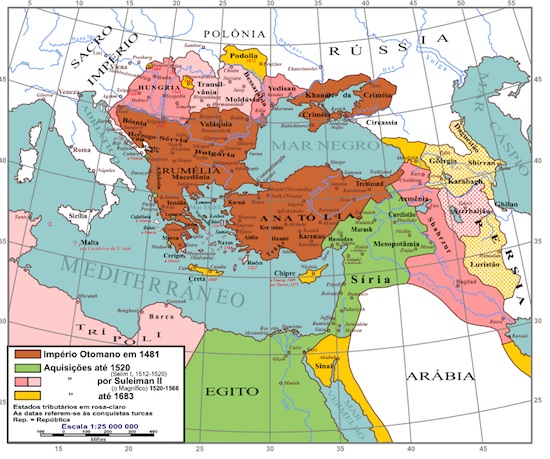 Os califados já fizeram parte do mundo Islâmico, sendo o sistema de governo que vigorou desde a morte de Maomé até o Império Otomano. (Foto: Wikimedia Commons)
