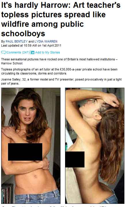 Estudantes ingleses encontram fotos de professora de topless
