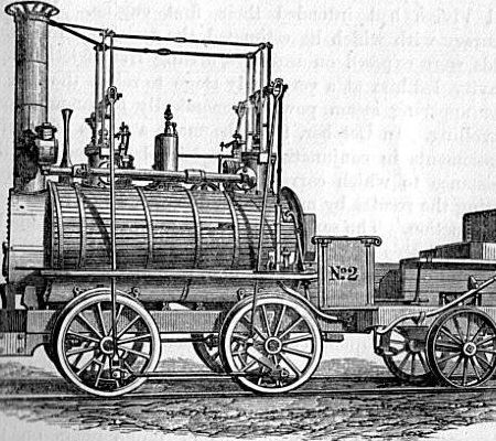 A locomotiva foi inventada em 1814 pelo engenheiro britânico George Stephenson. A criação aumentou a velocidade dos deslocamentos terrestres. (Foto: Wikimedia Commons)