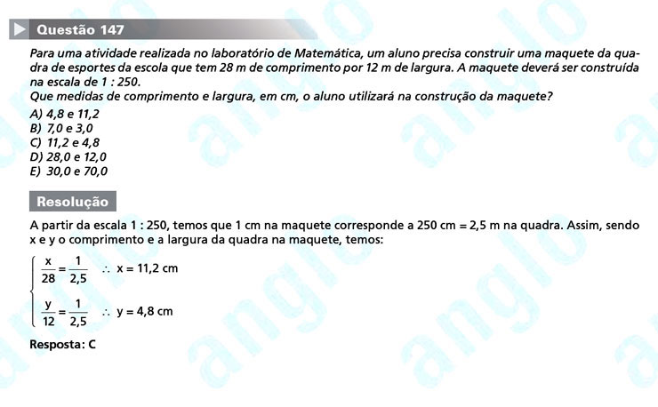 Enem 2011: Questão 147 – Matemática (prova amarela)