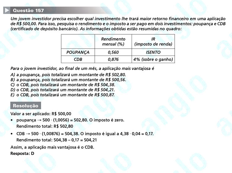 Enem 2011: Questão 157 – Matemática (prova amarela)