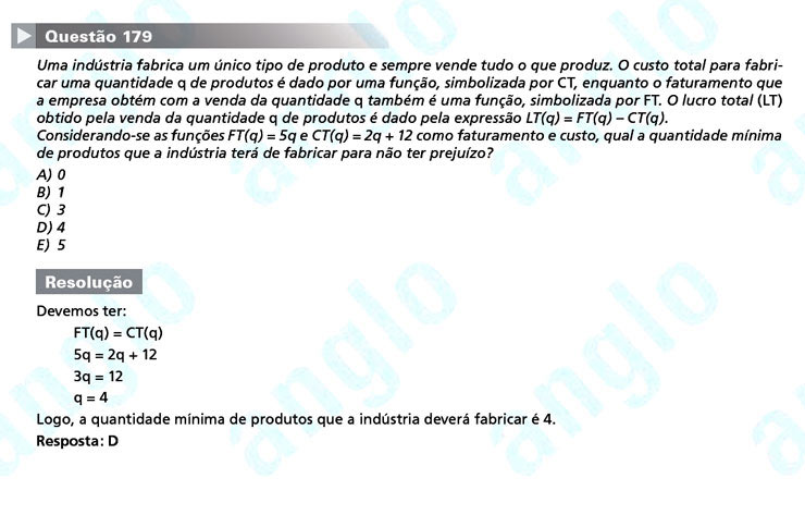 Enem 2011: Questão 179 – Matemática (prova amarela)