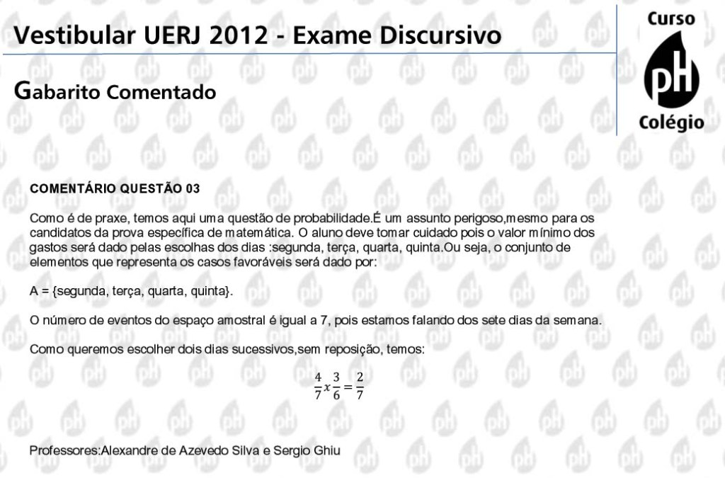 Uerj 2012 – Matemática (questão 3)