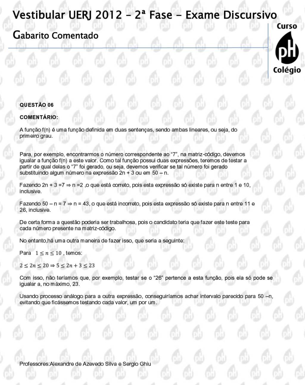 Uerj 2012 – Matemática (questão 6)