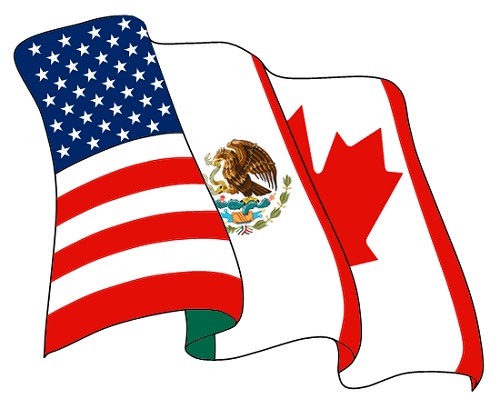 Como a imagem deixa claro, o NAFTA - Tratado Norte-Americano de Livre Comércio - envolve Estados Unidos, Canadá e México. Fundado em meados da década de 90, o NAFTA tem uma população de cerca de 460 milhões de habitantes. (Foto: Wikimedia Commons)