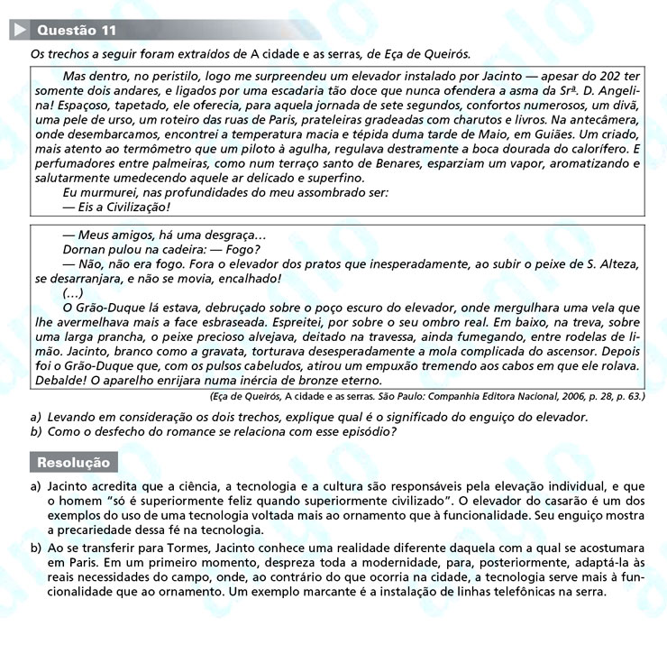 Unicamp 2012: Questão 11 (segunda fase) – Português