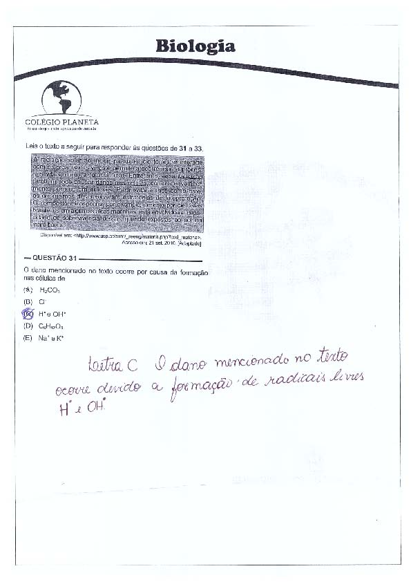 UFG 2011: Questão 31 – Primeira fase – prova tipo 3
