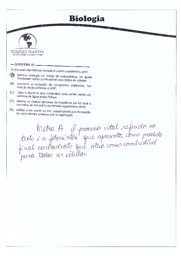 UFG 2011: Questão 33 – Primeira fase – prova tipo 3