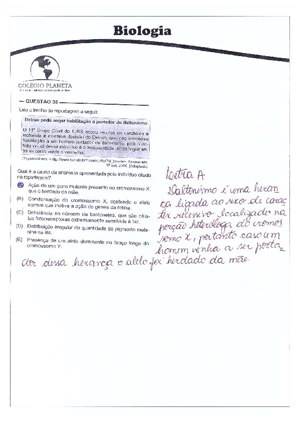 UFG 2011: Questão 38 – Primeira fase – prova tipo 3