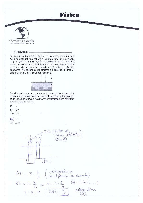 UFG 2011: Questão 49 – Primeira fase – prova tipo 3