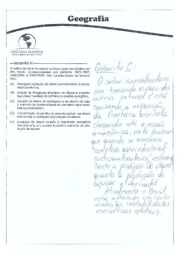 UFG 2011: Questão 51 – Primeira fase – prova tipo 3