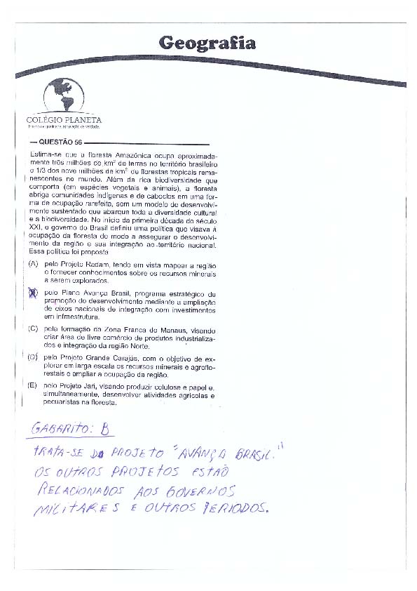 UFG 2011: Questão 56 – Primeira fase – prova tipo 3