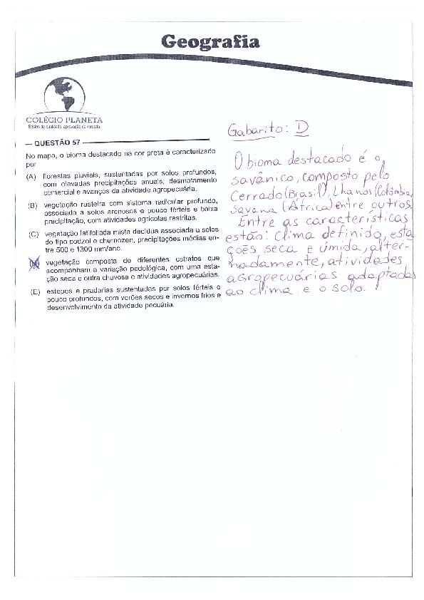 UFG 2011: Questão 57 – Primeira fase – prova tipo 3