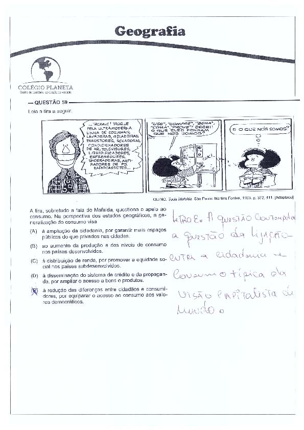 UFG 2011: Questão 59 – Primeira fase – prova tipo 3