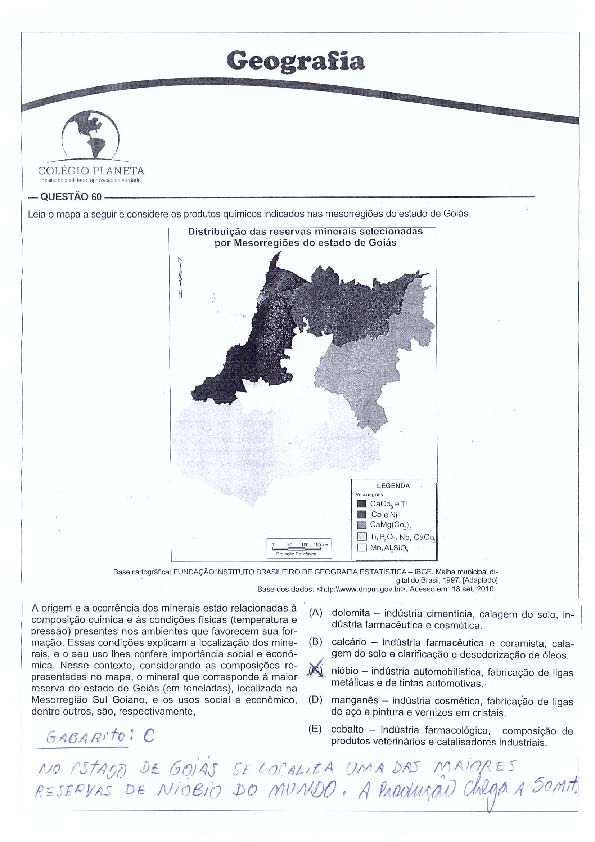 UFG 2011: Questão 60 – Primeira fase – prova tipo 3