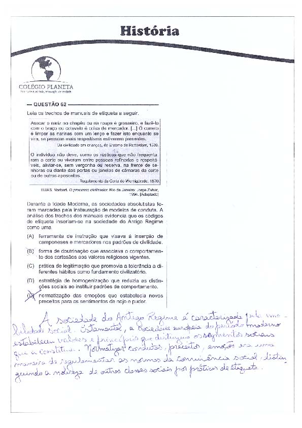 UFG 2011: Questão 62 – Primeira fase – prova tipo 3