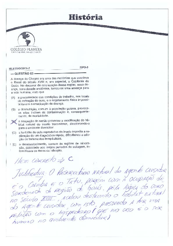 UFG 2011: Questão 63 – Primeira fase – prova tipo 3