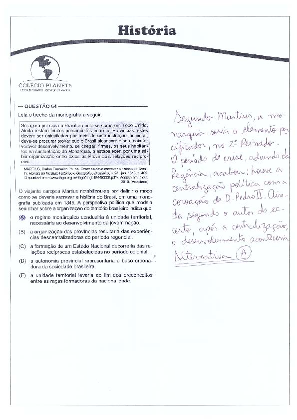 UFG 2011: Questão 64 – Primeira fase – prova tipo 3