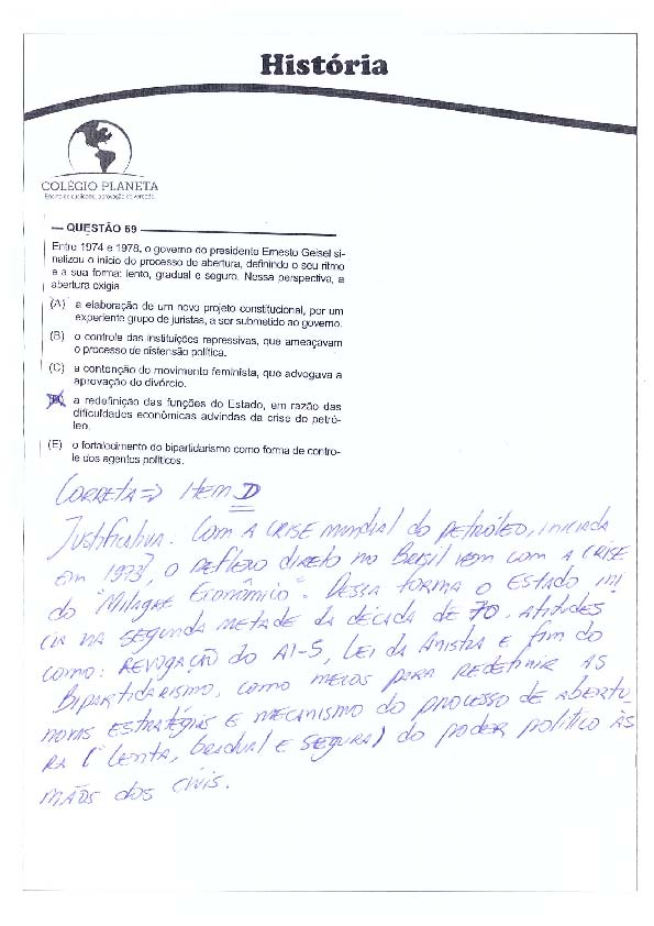 UFG 2011: Questão 69 – Primeira fase – prova tipo 3