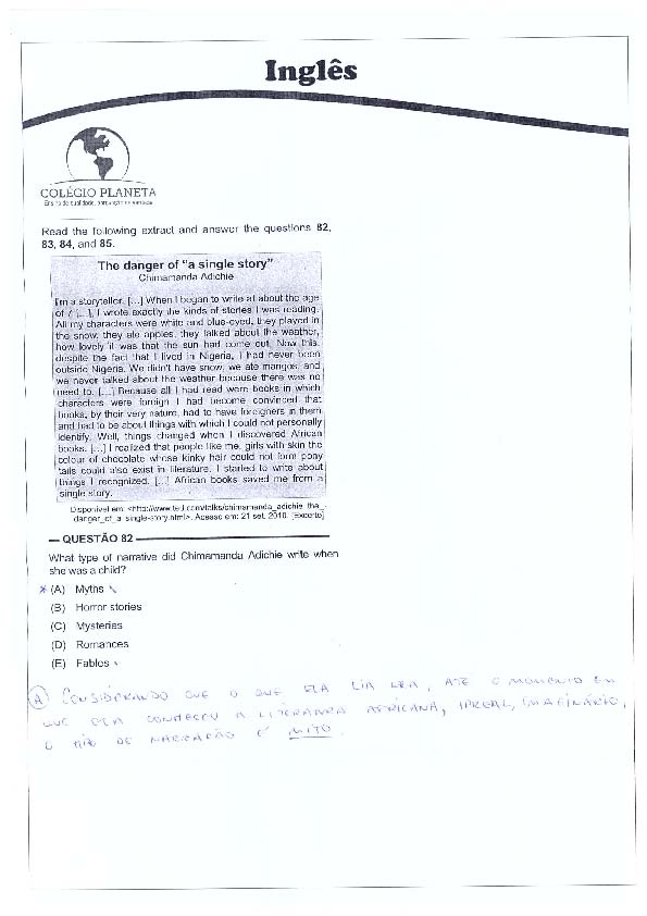UFG 2011: Questão 82 (inglês) – Primeira fase – prova tipo 3