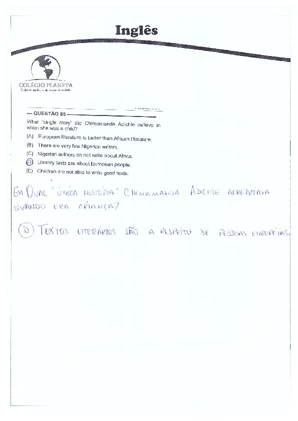 UFG 2011: Questão 85 (inglês) – Primeira fase – prova tipo 3