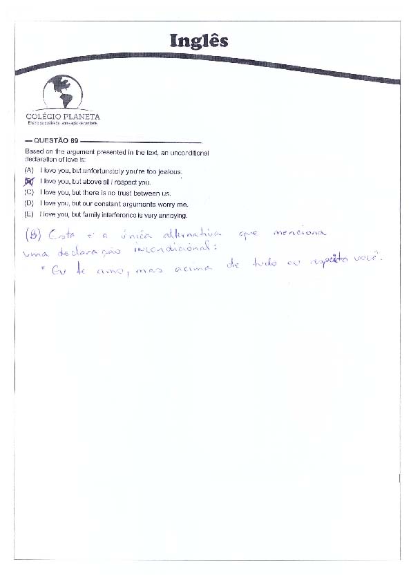 UFG 2011: Questão 89 (inglês) – Primeira fase – prova tipo 3