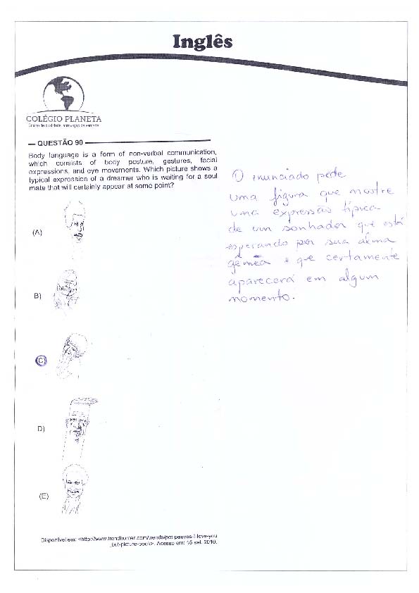 UFG 2011: Questão 90 (inglês) – Primeira fase – prova tipo 3