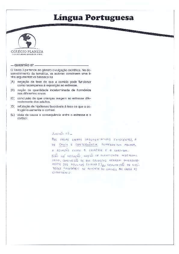 UFG 2011: Questão 7 – Primeira fase – prova tipo 3