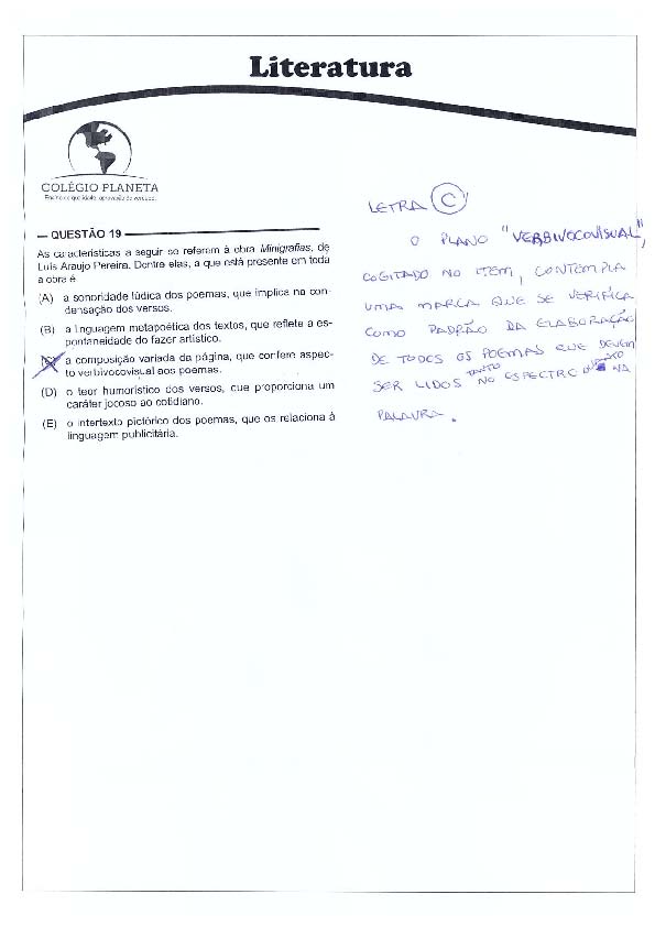 UFG 2011: Questão 19 – Primeira fase – prova tipo 3