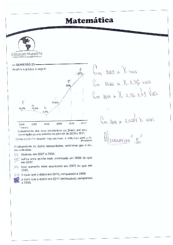 UFG 2011: Questão 23 – Primeira fase – prova tipo 3
