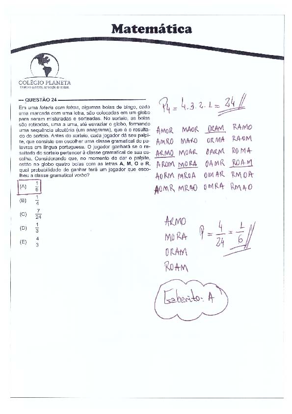 UFG 2011: Questão 24 – Primeira fase – prova tipo 3