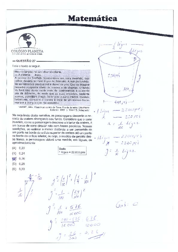 UFG 2011: Questão 27 – Primeira fase – prova tipo 3