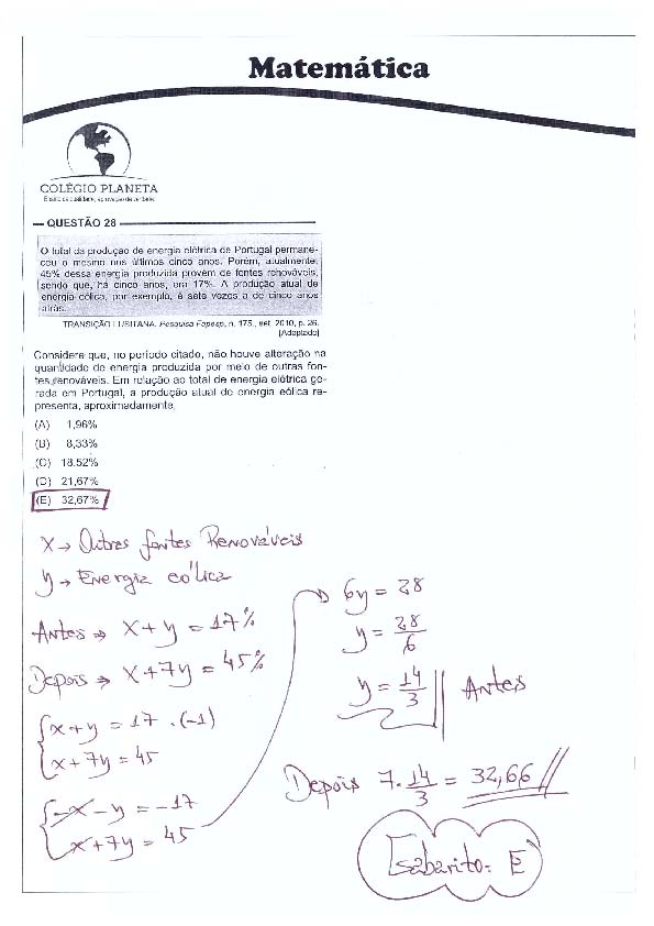 UFG 2011: Questão 28 – Primeira fase – prova tipo 3