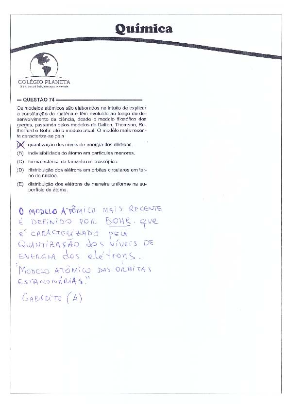 UFG 2011: Questão 74 – Primeira fase – prova tipo 3