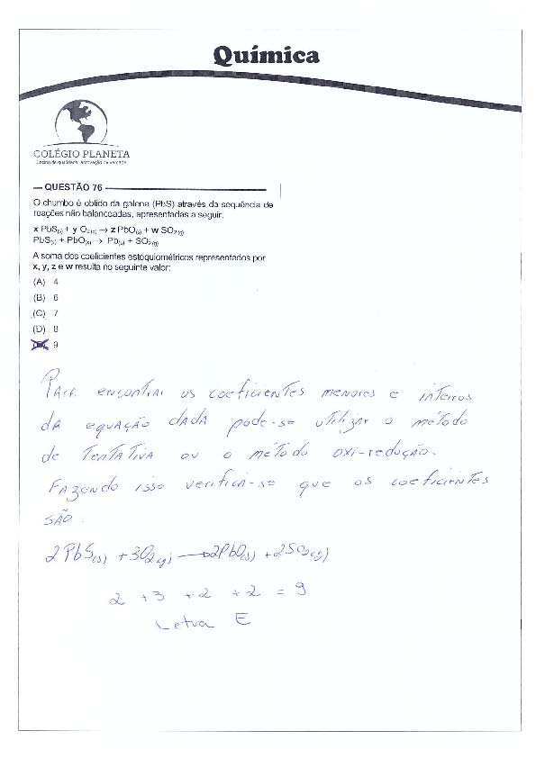 UFG 2011: Questão 76 – Primeira fase – prova tipo 3