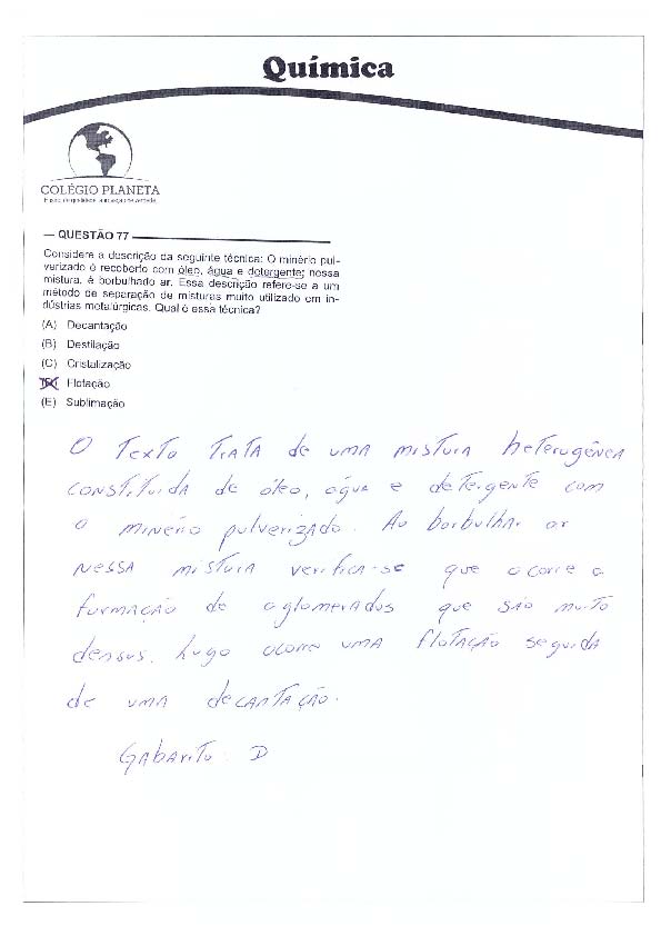 UFG 2011: Questão 77 – Primeira fase – prova tipo 3