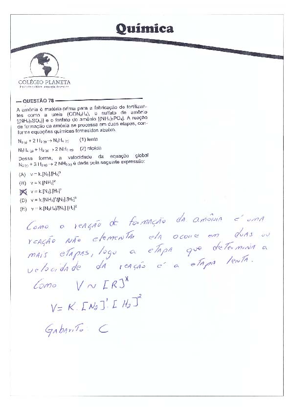 UFG 2011: Questão 78 – Primeira fase – prova tipo 3