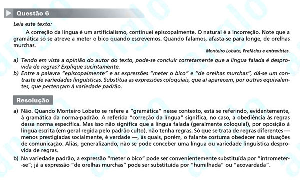 Fuvest 2012: Questão 6 (segunda fase) – língua portuguesa