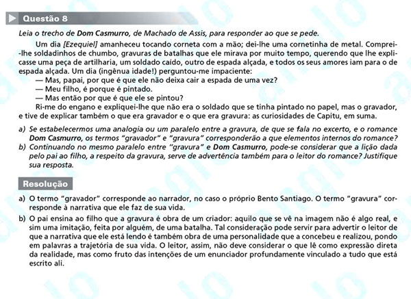 Fuvest 2012: Questão 8 (segunda fase) – língua portuguesa