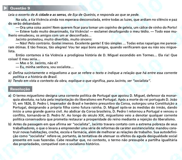Fuvest 2012: Questão 9 (segunda fase) – língua portuguesa
