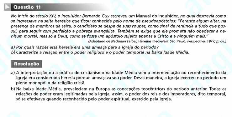 Unicamp 2011 – segunda fase: Questão 11 – Ciências Humanas