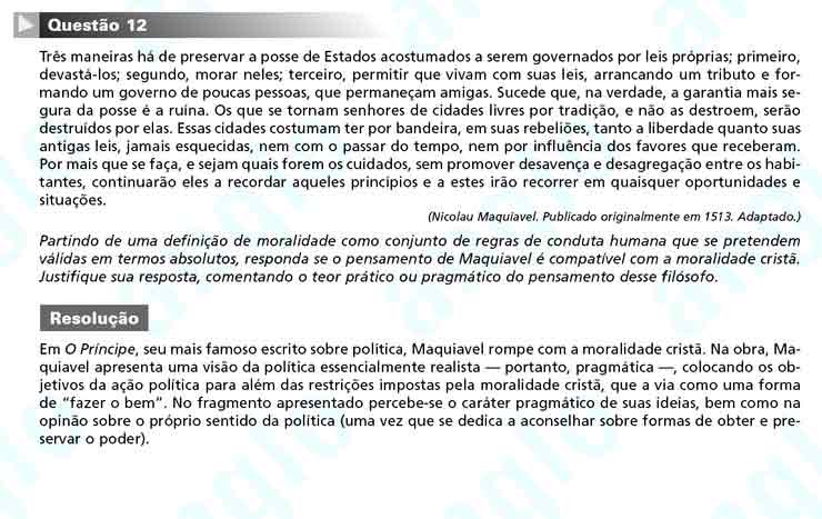 Unesp 2011 – segunda fase: Questão 12 – Ciências Humanas