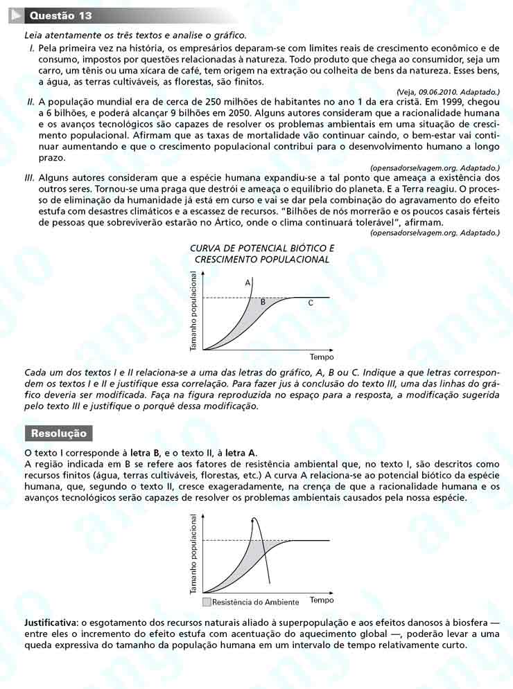 Unesp 2011 – segunda fase: Questão 13 – Ciências da Natureza