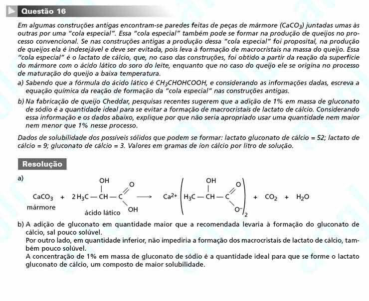Unicamp 2011 – segunda fase: Questão 16 – Ciências da natureza