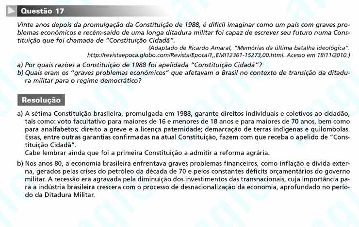 Unicamp 2011 – segunda fase: Questão 17 – Ciências Humanas