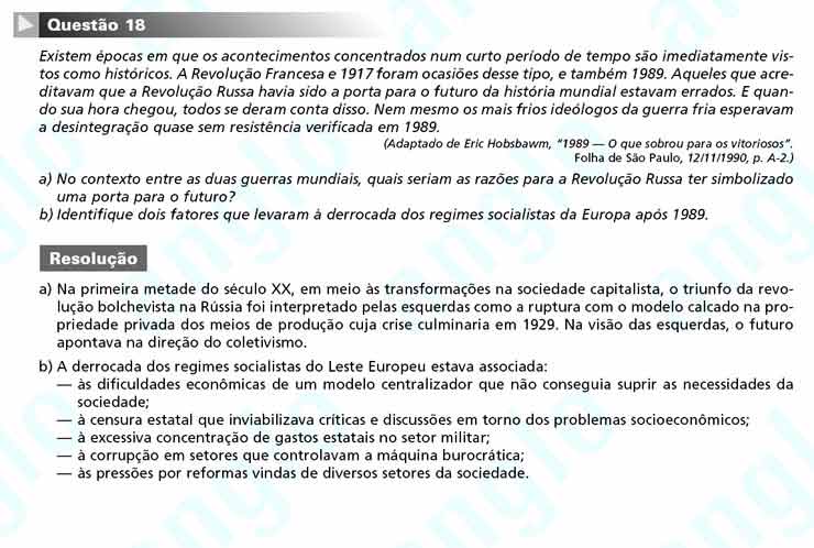 Unicamp 2011 – segunda fase: Questão 18 – Ciências Humanas