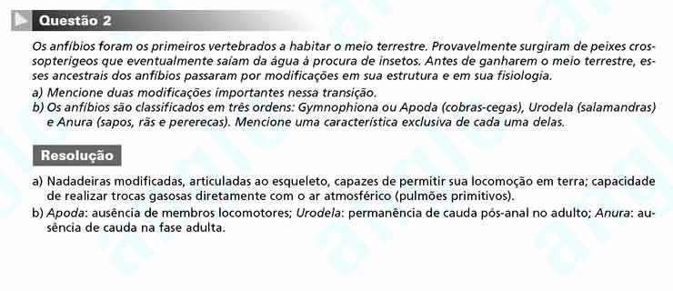 Unicamp 2011 – segunda fase: Questão 2 – Ciências da natureza